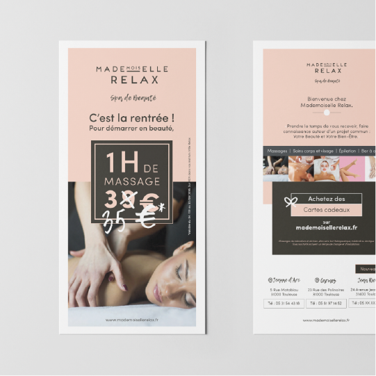 Supports print de Mademoiselle Relax réalisés par la société Digeek