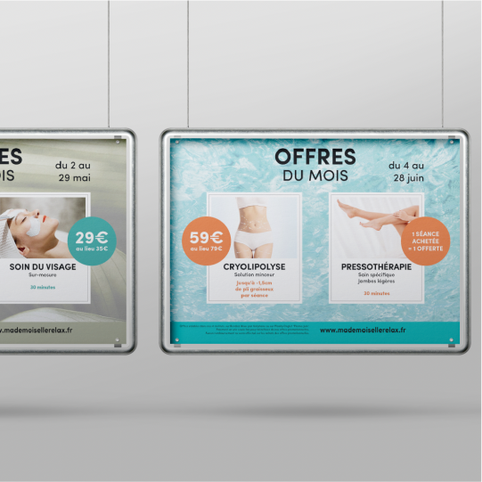 Supports print de Mademoiselle Relax réalisés par la société Digeek