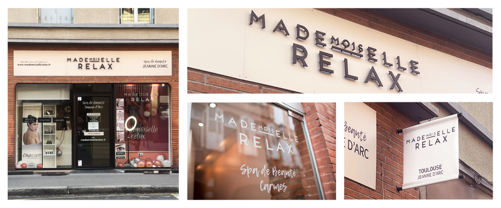 Signalétique de Mademoiselle Relax réalisés par la société Digeek