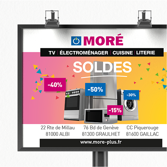 Campagne d'affichage 4x3 pour Moré, dans le Tarn et la Haute-garonne