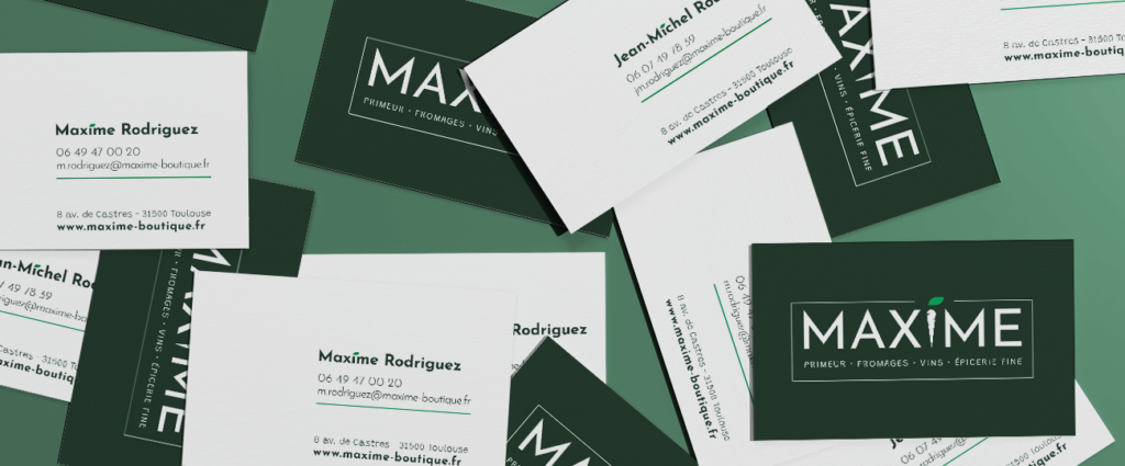 Identité visuelle, site e-commerce et signalétique de Maxime Primeur réalisés par l'agence de communication DIGEEK, basée à Toulouse