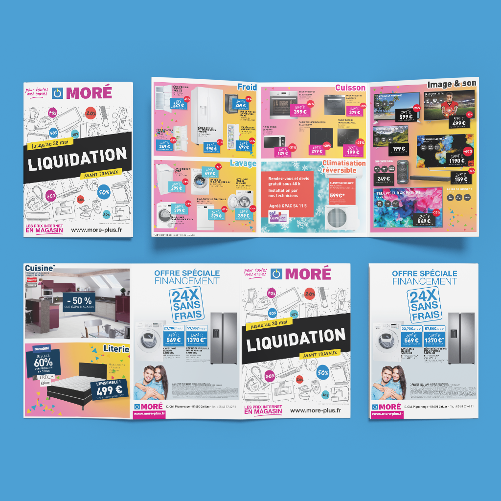 Création et mise en page de catalogue print de Moré réalisés par l'agence de communicaiton Digeek