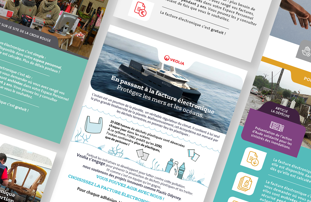 realisation de différents supports de com pour la société Véolia