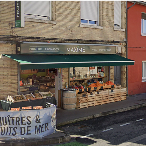 Projet de signalétique du primeur Maxime conçu par l'agence de communication DIGEEK, basée à Toulouse