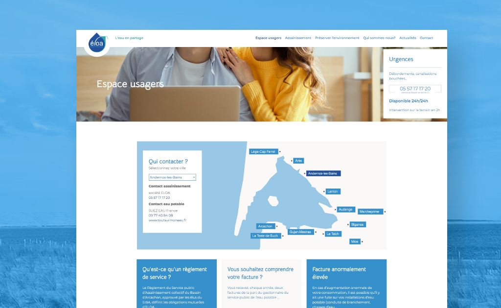 Conception et développement d'un site internet à destination des usagers d'Arcachon, par une agence de communcation à Toulouse.