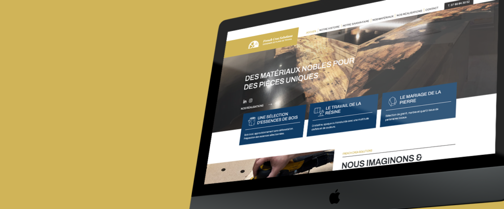 Site internet et cartes de visites de French Crea Solutions, réalisé par la société Digeek