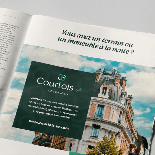 Encart presse pour Courtois SA réalisé par la société Digeek