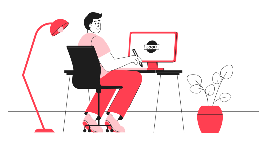 graphiste créant un logo