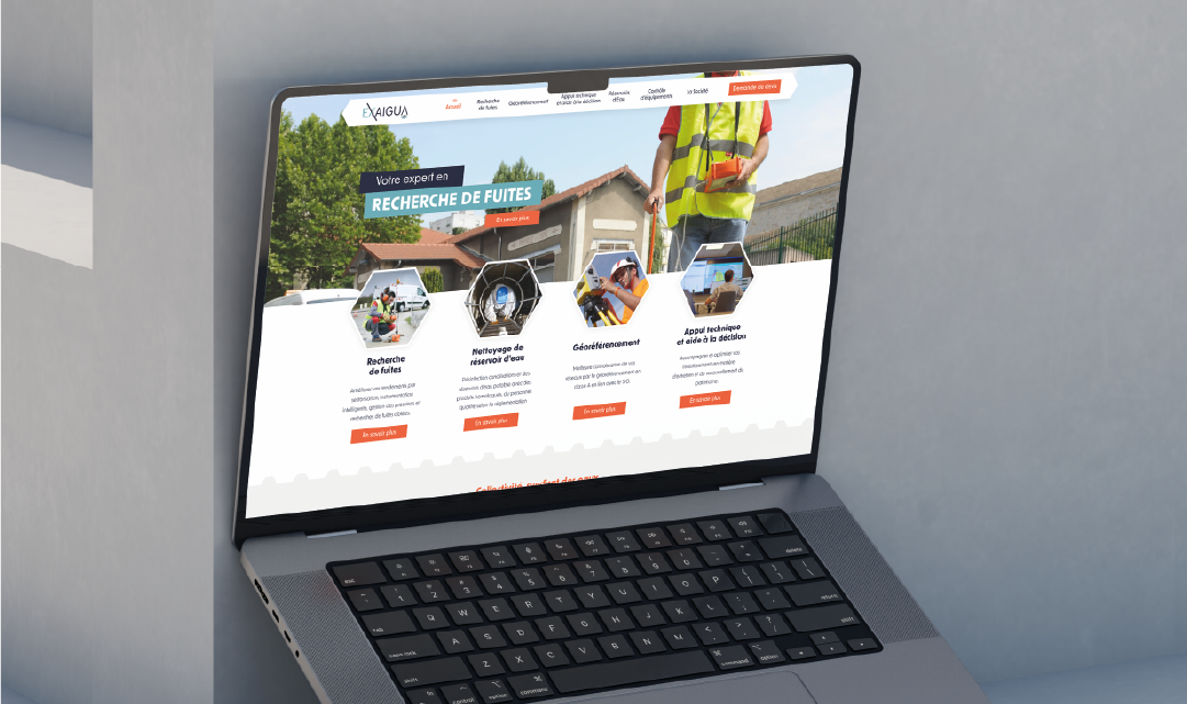 Site internet d'Exaigua, réalisé par la société Digeek
