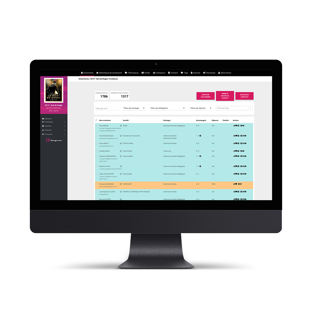 Back-office de la solution de gestion évènementielle