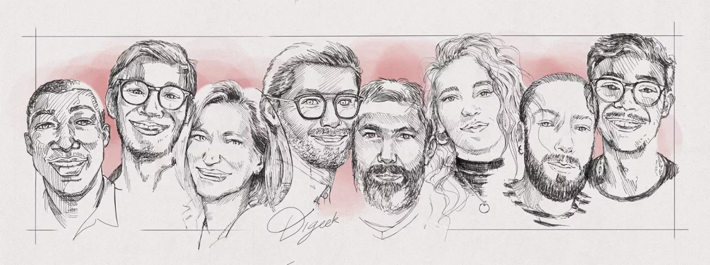 graphistes et développeurs de l'agence de communication Digeek