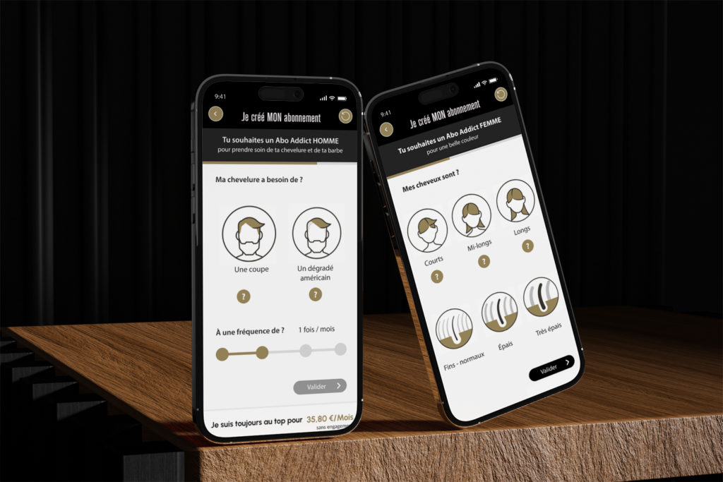 UI/UX de l'application mobile, développé par l'agence de com Digeek