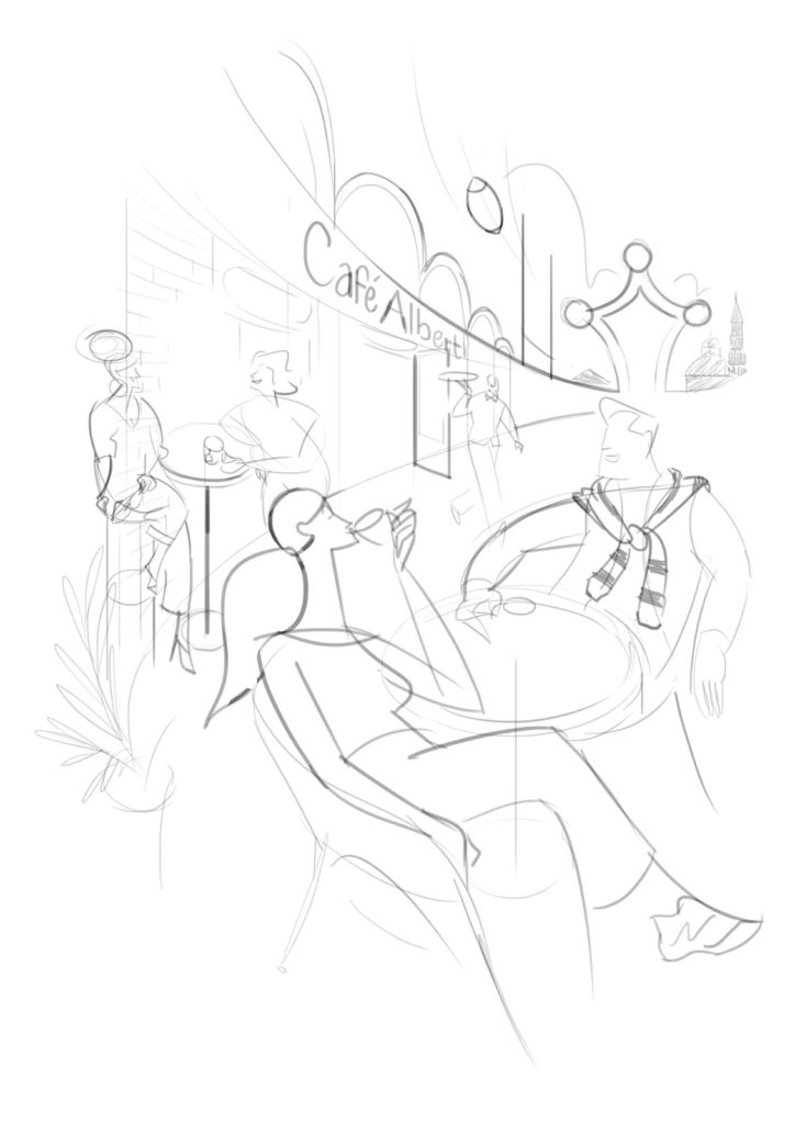 Création d'une illustration personnalisée pour le Café Albert