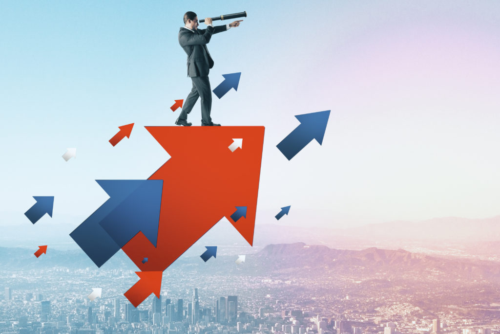 illustration de vision d'avenir et de choix stratégique lors de l'investissement dans un logo