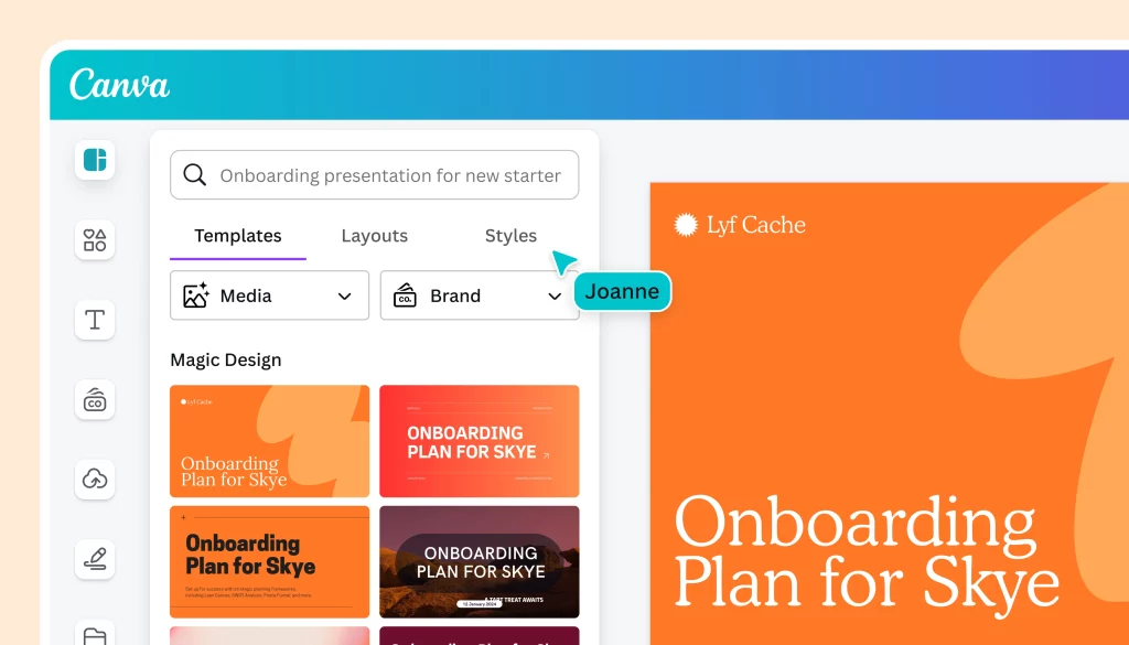 Capture du logiciel Canva